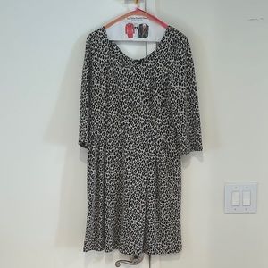 Betsey Johnson Black and White Fit and Flare Dress Leopard Print